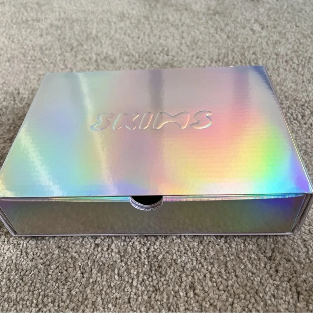 SKIMS Silver Iridescent Square Gift Storage Box Reusable Organizer luxe Jewelry